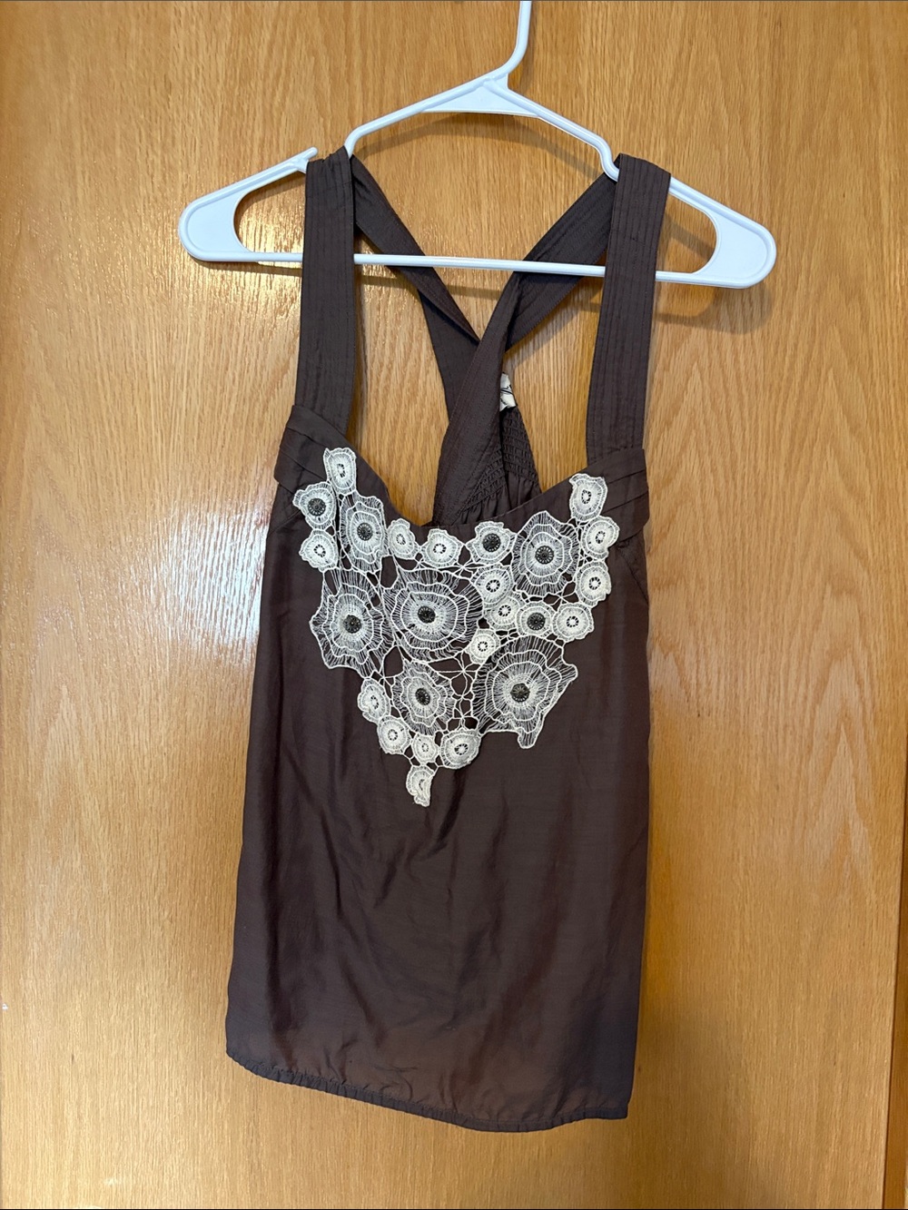 Floreat Brown Camisole with Cream Lace Appliqué